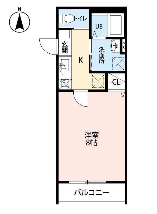 シャルム桜ヶ丘(1K/2階)の間取り写真