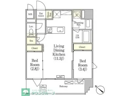 エル・セレーノ押上(2LDK/8階)の間取り写真