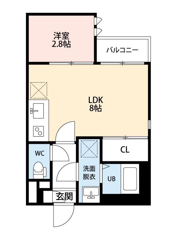 G-SMART坪井(1LDK/1階)の間取り写真
