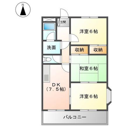 サザンフィールド(3DK/3階)の間取り写真