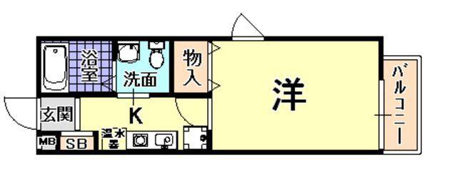 ラディウス森南(1K/2階)の間取り写真