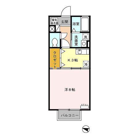 ボナール下沼(1K/2階)の間取り写真