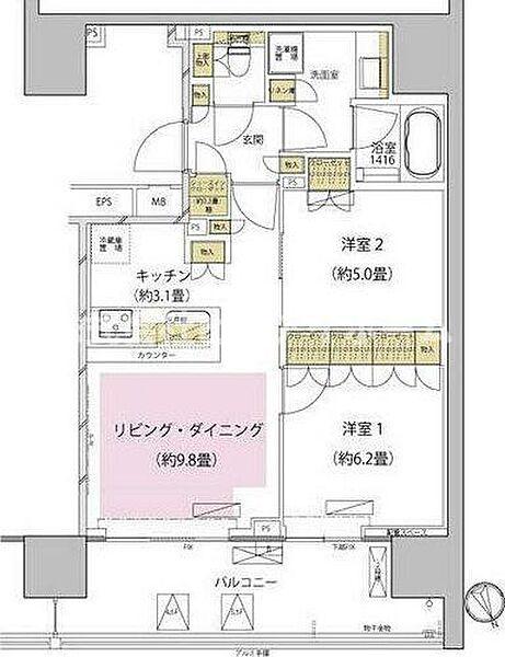 ザ・パークハウス渋谷美竹(2LDK/4階)の間取り写真