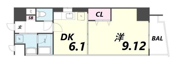 メルベーユコート(1DK/8階)の間取り写真