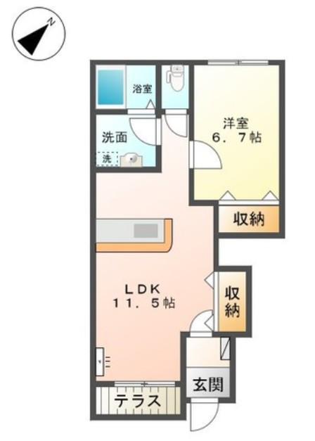 プロスペリタ(1LDK/1階)の間取り写真