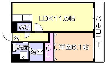 桜レジデンシャル(1LDK/3階)の間取り写真