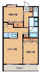 エクセレント室田(2LDK/1階)の間取り写真