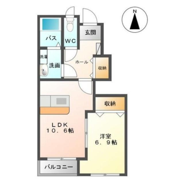 スカイハイツ中野B(1LDK/1階)の間取り写真