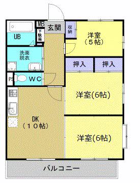 ツインポート(3LDK/3階)の間取り写真