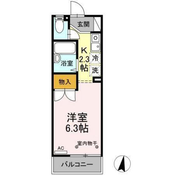セジュール上瀬野(ワンルーム/1階)の間取り写真