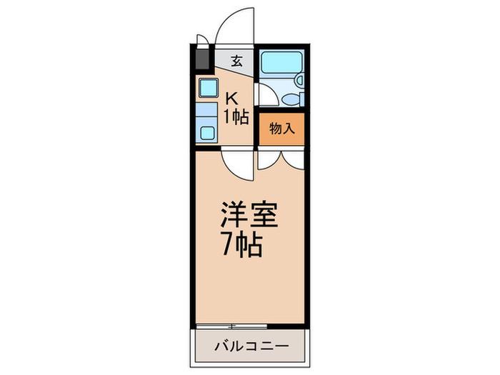 ユニック六甲II(1K/3階)の間取り写真