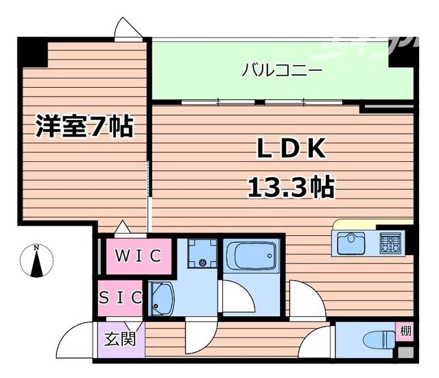 ル・モベイ天神橋(1LDK/5階)の間取り写真