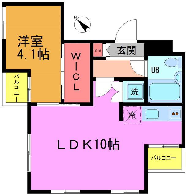 ローズガーデン1番館(1LDK/2階)の間取り写真