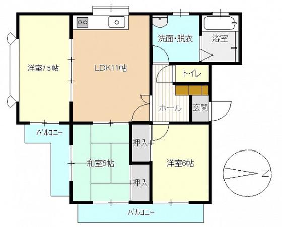 パル翠町(3LDK/1階)の間取り写真