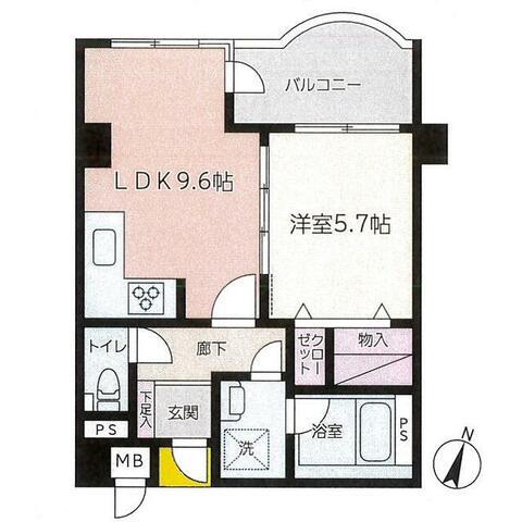 保土ヶ谷公園アーバンコンフォート(1LDK/1階)の間取り写真
