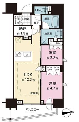 レ・ジェイド松戸(2LDK/14階)の間取り写真