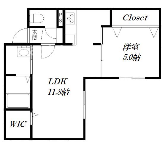プリモ菊水(1LDK/4階)の間取り写真
