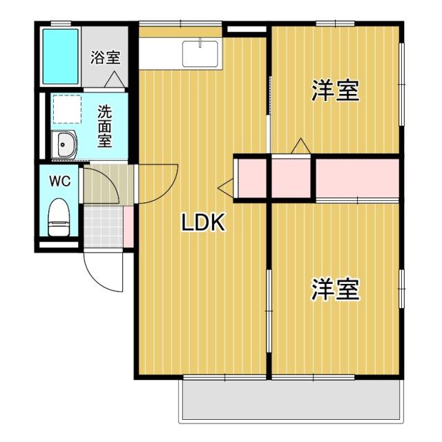 シティハイム手倉田(2LDK/1階)の間取り写真