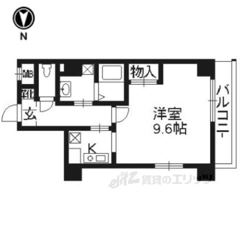 リバティ四条烏丸(1K/13階)の間取り写真