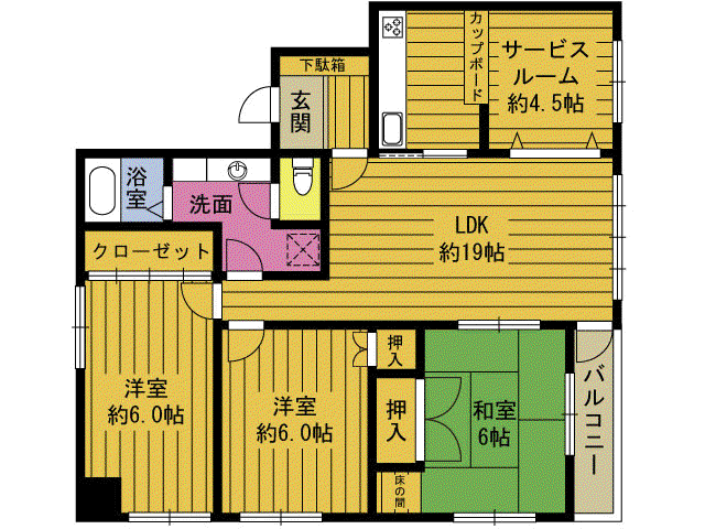 エグゼコート生石(3LDK/3階)の間取り写真