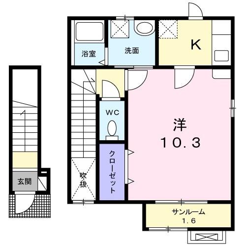 エコルポアイM(1K/2階)の間取り写真