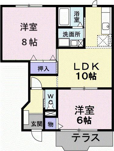 サンフラワ-24(2LDK/1階)の間取り写真