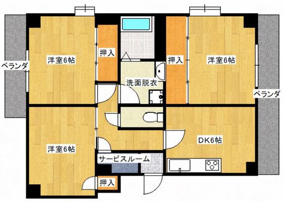 第一沖根ビル(3DK/3階)の間取り写真