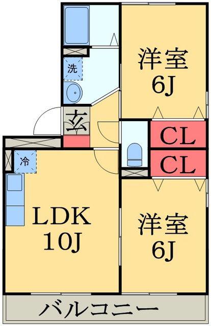 IS 若葉B(2LDK/3階)の間取り写真