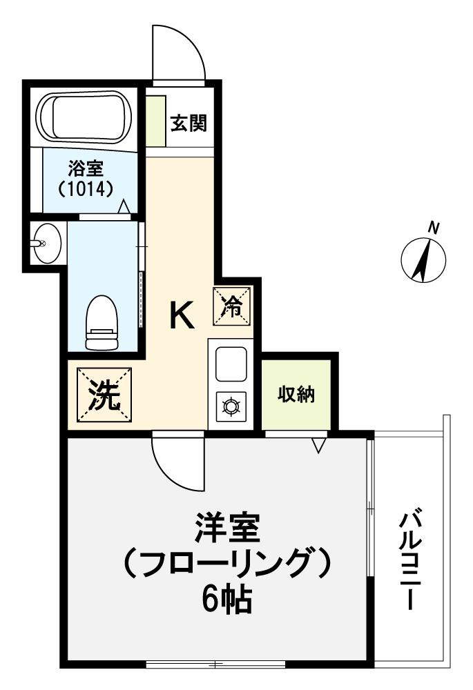 ベルヴィエ千間台(1K/2階)の間取り写真