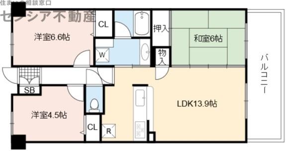 ローレルコート今福鶴見(3LDK/4階)の間取り写真