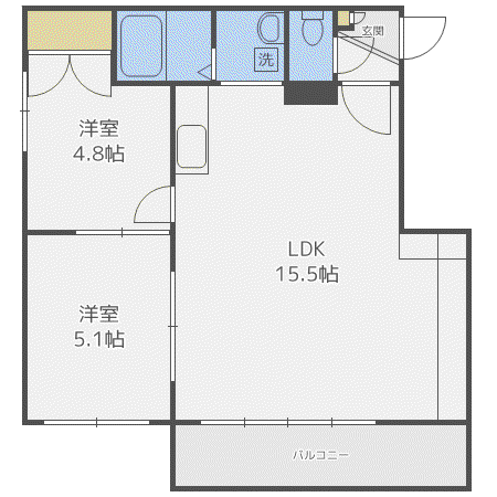 パークサイド栄通(2LDK/3階)の間取り写真