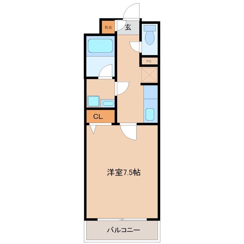 グラント塚口(1K/1階)の間取り写真