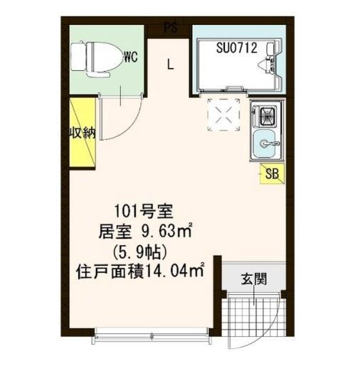 センプリス(ワンルーム/1階)の間取り写真