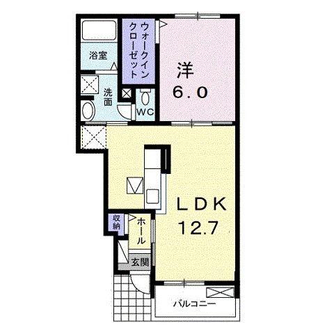 メゾン ルーバンB(1LDK/1階)の間取り写真
