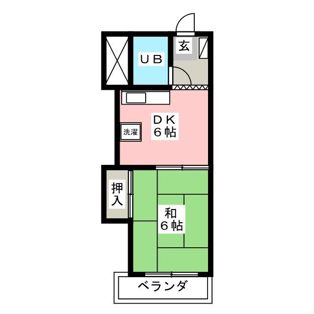 緑園第2サンコーポ(1DK/3階)の間取り写真