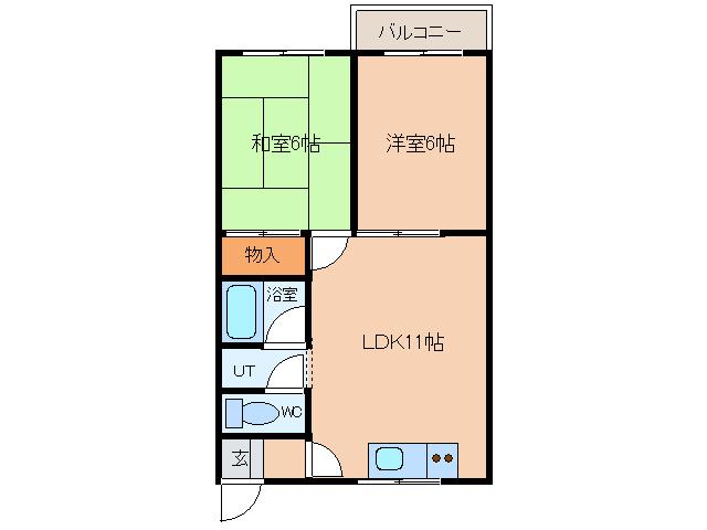 ルベール富岡(2LDK/2階)の間取り写真