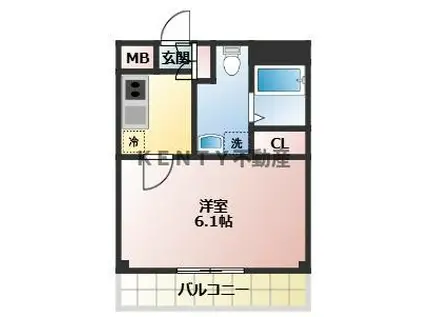 グランフォレスタII(1K/3階)の間取り写真
