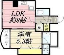 ZEUS桜川プレミアム(1LDK/2階)の間取り写真