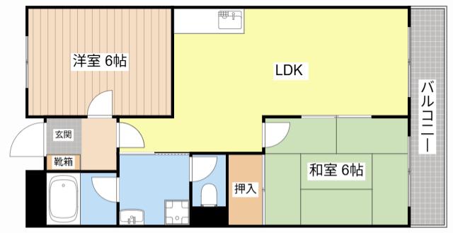 TWINAVENUEB棟(2LDK/1階)の間取り写真