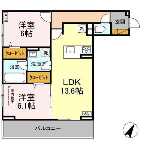 グランディール柏の葉(2LDK/2階)の間取り写真