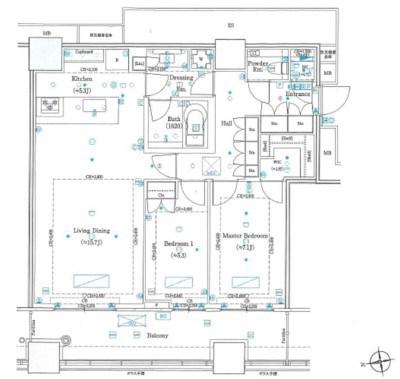 WORLD TOWER RESIDENCE(2LDK/33階)の間取り写真