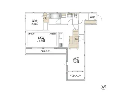 市ノ坪メゾン(2LDK/2階)の間取り写真