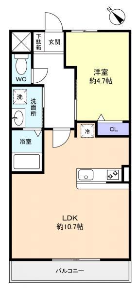 バーニーズI(1LDK/1階)の間取り写真