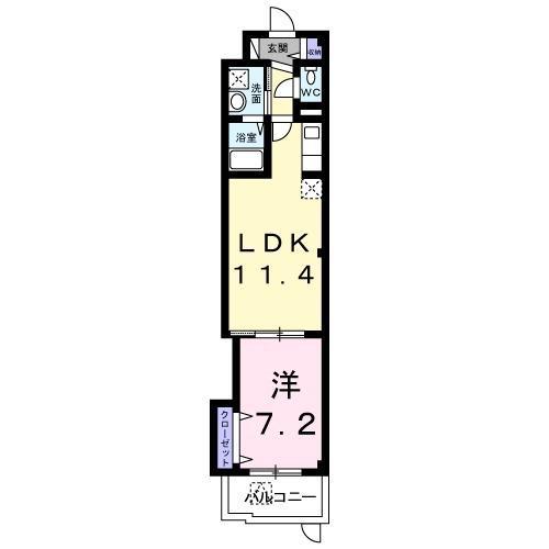 メゾン中田出井(1LDK/1階)の間取り写真