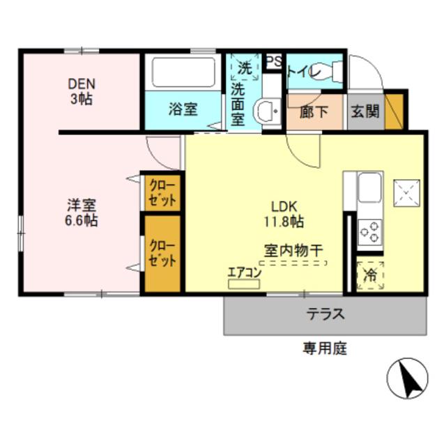 未来樹 参号棟参(1LDK/1階)の間取り写真