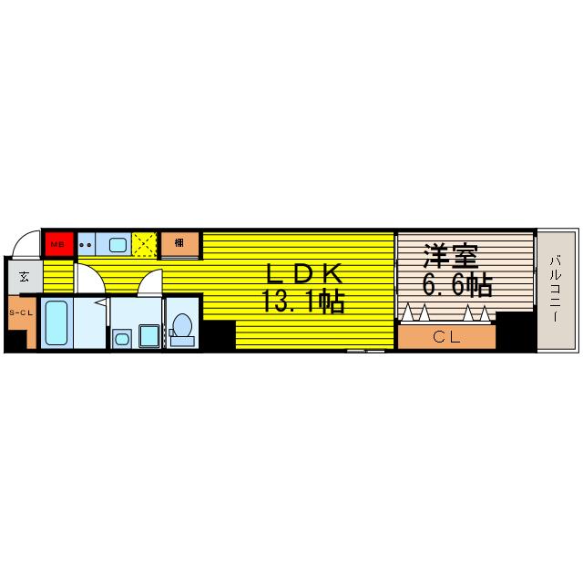 レイオス谷町(1LDK/3階)の間取り写真