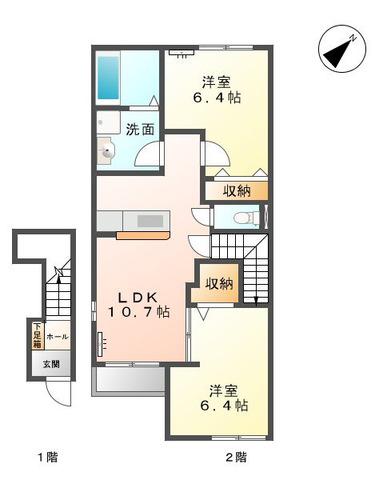 レプレハイツ(2LDK/2階)の間取り写真