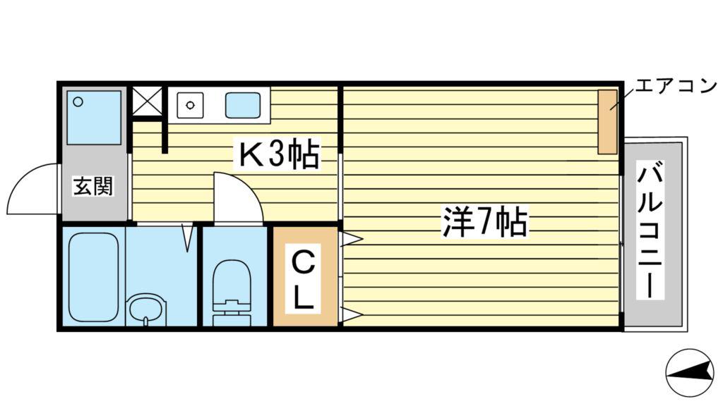 ラフィーネ赤穂 弐番館(1K/1階)の間取り写真