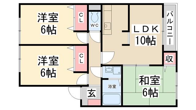 サニーハウス多田(3LDK/2階)の間取り写真