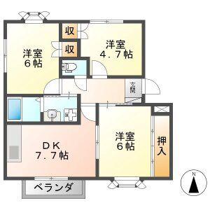 レヴンワースA(3DK/2階)の間取り写真